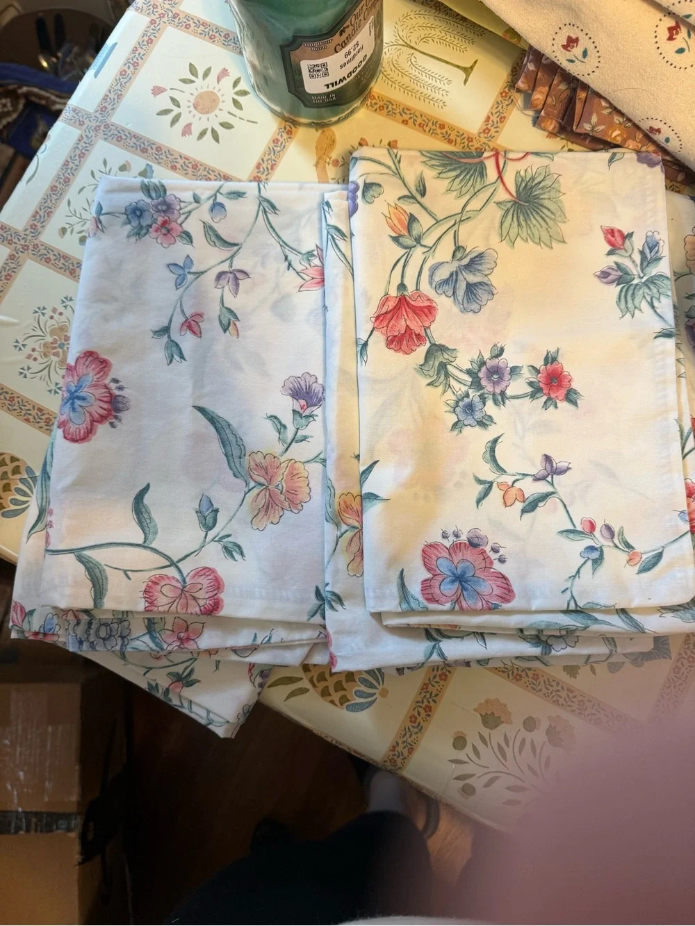 Vintage Laura Ashley Chinese Silk chintz floral bedding. Full/Queen.